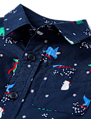 Baby And Toddler Boys Print Poplin Button Up Shirt