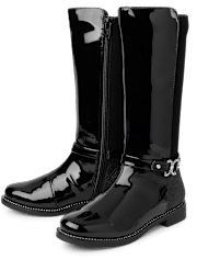 Girls Jeweled Buckle Tall Boots