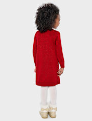 Baby And Toddler Girls Sequin Reindeer Sweater Dress