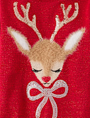 Baby And Toddler Girls Sequin Reindeer Sweater Dress