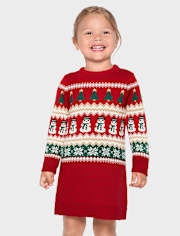 Baby And Toddler Girls Matching Family Christmas Fairisle Sweater Dress