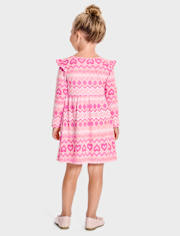 Baby And Toddler Girls Heart Fairisle Flutter Dress