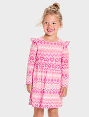 Baby And Toddler Girls Heart Fairisle Flutter Dress