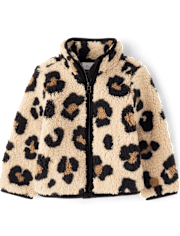 Toddler Girls Print Sherpa Zip Up Jacket