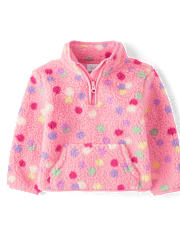 tout-petit, fille Imprimé Sherpa demi-fermeture à glissière Chandail