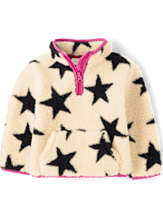 Toddler Girls Print Sherpa Half-Zip Pullover