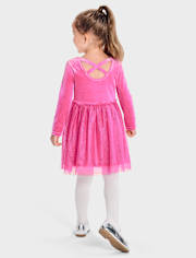 Baby And Toddler Girls Cross Back Glitter Velour Tutu Dress