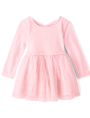 Baby And Toddler Girls Cross Back Glitter Velour Tutu Dress