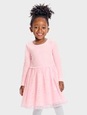 Baby And Toddler Girls Cross Back Glitter Velour Tutu Dress