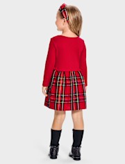 Baby And Toddler Girls Plaid Ribbed Fit And Flare Dress