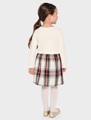 Baby And Toddler Girls Plaid Ribbed Fit And Flare Dress