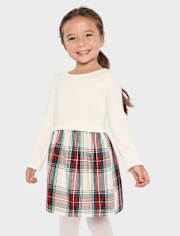 Baby And Toddler Girls Plaid Ribbed Fit And Flare Dress