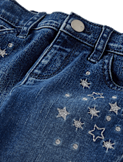 Toddler Girls Embroidered Star Flare Jeans