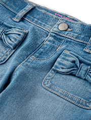 Toddler Girls Bow Patch Pocket Flare Jeans