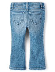 Toddler Girls Bow Patch Pocket Flare Jeans