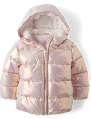 Toddler Girls High Shine Quilted Puffer Jacker