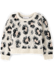 Toddler Girls Leopard Eyelash Sweater