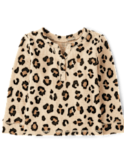 Baby And Toddler Girls Print Thermal Henley Top