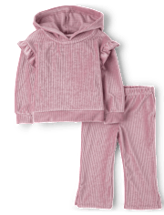 Toddler Girls Ribbed Velour 2-Piece Outfit Set