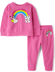 Toddler Girls Graphic Fleece 2-Piece Outfit Set