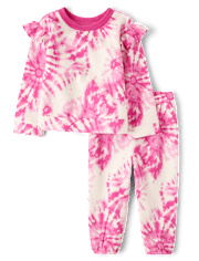 Ensemble 2 pièces en polaire tie-dye pour petite fille