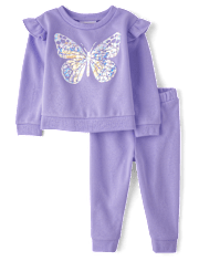 Toddler Girls Sequin Graphic Fleece 2-Piece Outfit Set