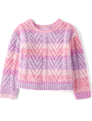 Toddler Girls Rainbow Ombre Chenille Sweater