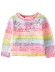 tout-petit, fille Paillettes Star arc-en-ciel Chenille Chandails