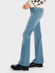 Girls Studded Flare Jeans