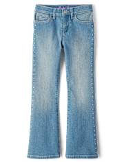 Girls Studded Flare Jeans