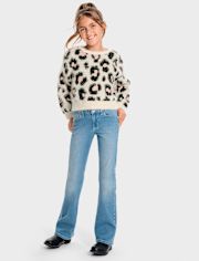 Girls Studded Flare Jeans
