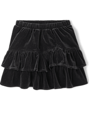 Girls Tiered Velour Skirt