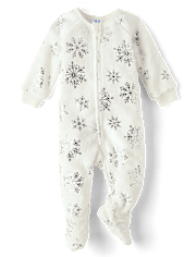 bébé et tout-petit, fille métallisé Snowflake molleton Footed One Piece Pyjama
