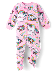 Baby And Toddler Girls Unicorn Footed One Piece Pajamas - Cozy Fleece