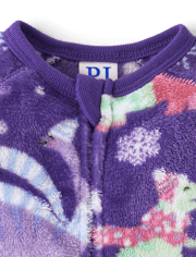 Baby And Toddler Girls Dino Footed One Piece Pajamas - Cozy Fleece