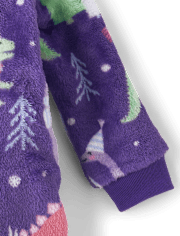 Baby And Toddler Girls Dino Footed One Piece Pajamas - Cozy Fleece