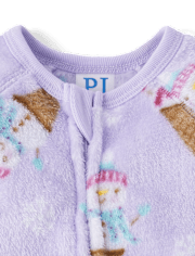 Pyjama une pièce en polaire à motif bonhomme de neige et glace pour bébés et petites filles