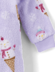 Pyjama une pièce en polaire à motif bonhomme de neige et glace pour bébés et petites filles
