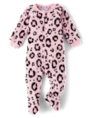 Pyjama une pièce en polaire léopard pour bébé et petite fille