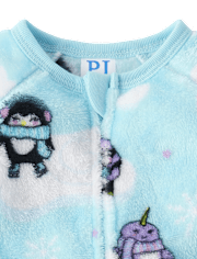 Baby And Toddler Girls Winter Animals Footed One Piece Pajamas - Cozy Fleece