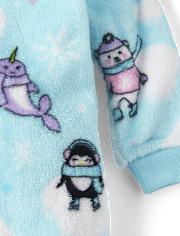 Baby And Toddler Girls Winter Animals Footed One Piece Pajamas - Cozy Fleece