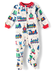 Baby And Toddler Boys Train Microfleece Footed One Piece Pajamas