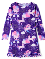 Girls Unicorn Ruffle Nightgown