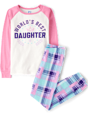 Girls World's Best Daughter Snug Fit Cotton Pajamas