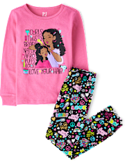 Girls Positive Words Snug Fit Cotton Pajamas