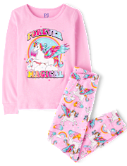 Girls Unicorn Snug Fit Cotton Pajamas