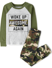 Boys Woke Up Awesome Snug Fit Cotton Pajamas