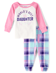 Baby And Toddler Girls World's Best Daughter Snug Fit Cotton Pajamas