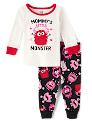 Baby And Toddler Girls Mommy's Monster Snug Fit Cotton Pajamas