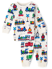 Baby And Toddler Boys Train Snug Fit Cotton Pajamas